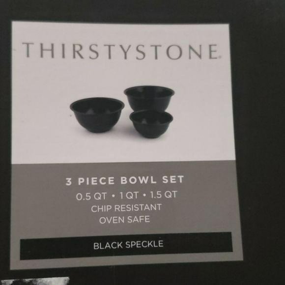 ThirstyStone Black Speckled 3 Piece Bowl Set bakin - Picture 1 of 10